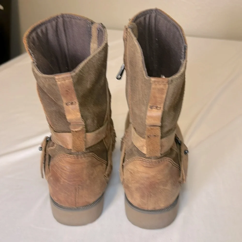 NEW Teva Zip Closure Camel Leather Suede Ankle Boots Women’s Size 6 - Picture 3 of 16